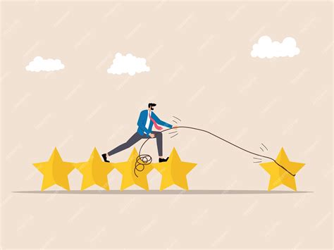Premium Vector | Pulling stars with a rope increasing the rating strategies to improve business ...