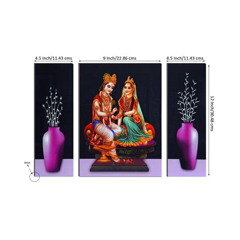 6MM MDF Set of 3 Radha Krishna Satin Matt Texture UV Art Painting ...