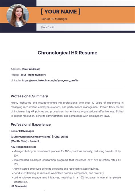 Free Reverse Chronological Resume Format Template to Edit Online