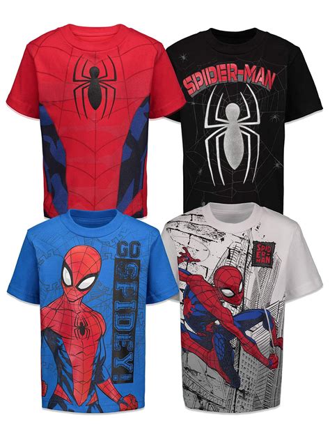 Marvel Spider-Man Youth Tee Shirts, 4 Pack for Toddlers to Big Kids ...