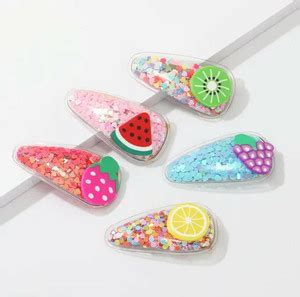 cinex Fruit glitter tic tac Clips 5 pies For Girls and Women Hair ...