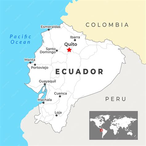 Mapa 3d del ecuador con fronteras de regiones y su capital | Vector Premium