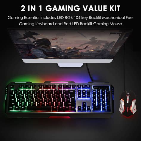 Buy RGB Gaming Keyboard and Mouse Combo Rainbow Backlit Lighted,Wired ...