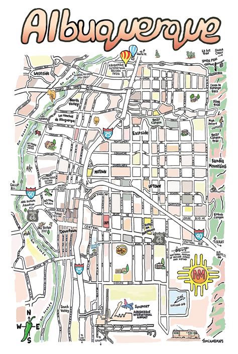 Abq Map Albuquerque Themed Gift Wooden Map Of Southwest Charm