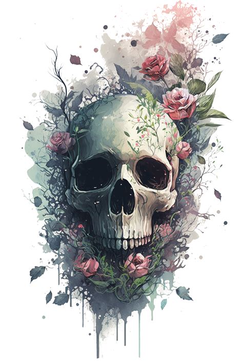 Skulls With Flowers Clipart