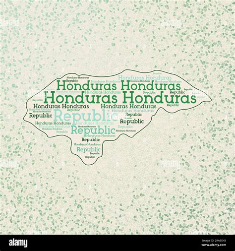 Honduras shape with country names word cloud in multiple languages ...