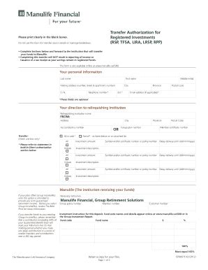 Fillable Online Transfer Authorization for Please print clearly in the ...