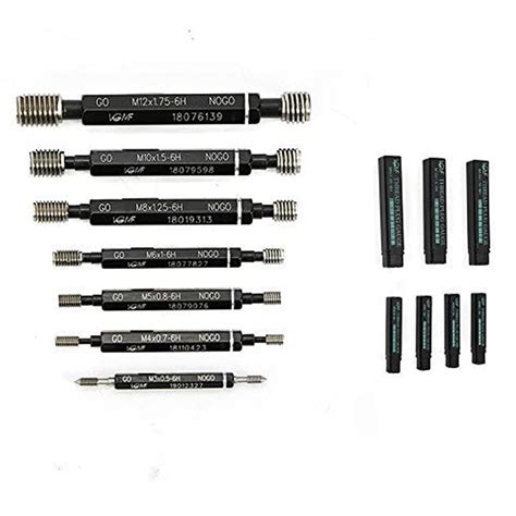 7 Piece H6 Metric Thread Plug Gage Set, High Precision Double End GO/NO ...