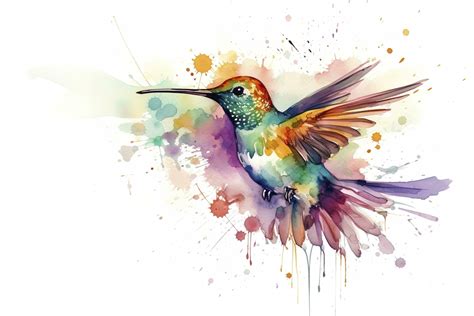 Create a beautiful painting of a hummingbird feeding on nectar ...