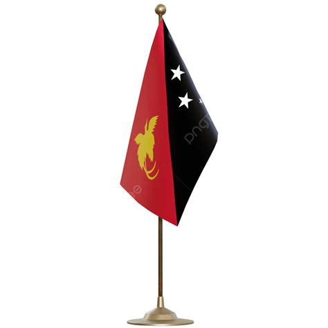 Papua New Guinea Flag With Pole, Papua New Guinea Flag Post, Papua New ...