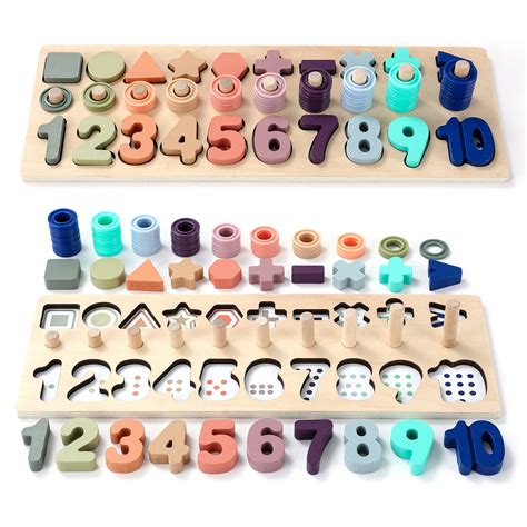 Toddler Montessori Toys Teaches Number Counting Math Stacking Fun ...