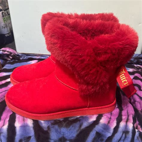 red Juicy couture boots with bows on the back - Depop