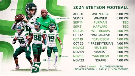Stetson Football Releases 2024 Schedule - Stetson University Athletics