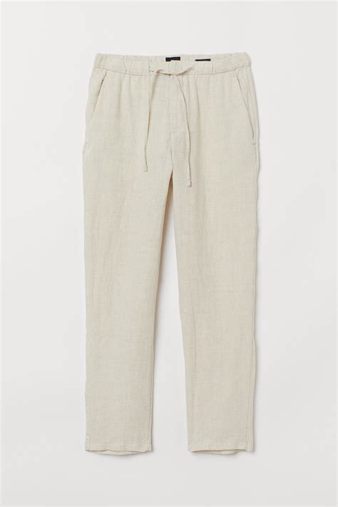 H&M Relaxed Fit Linen-blend Pants in Natural for Men - Lyst