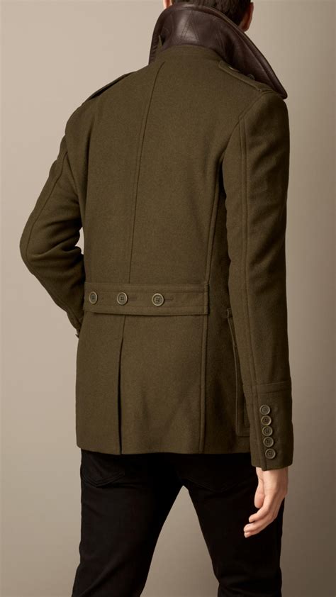 Lyst - Burberry Wool Cashmere Pea Coat in Green for Men
