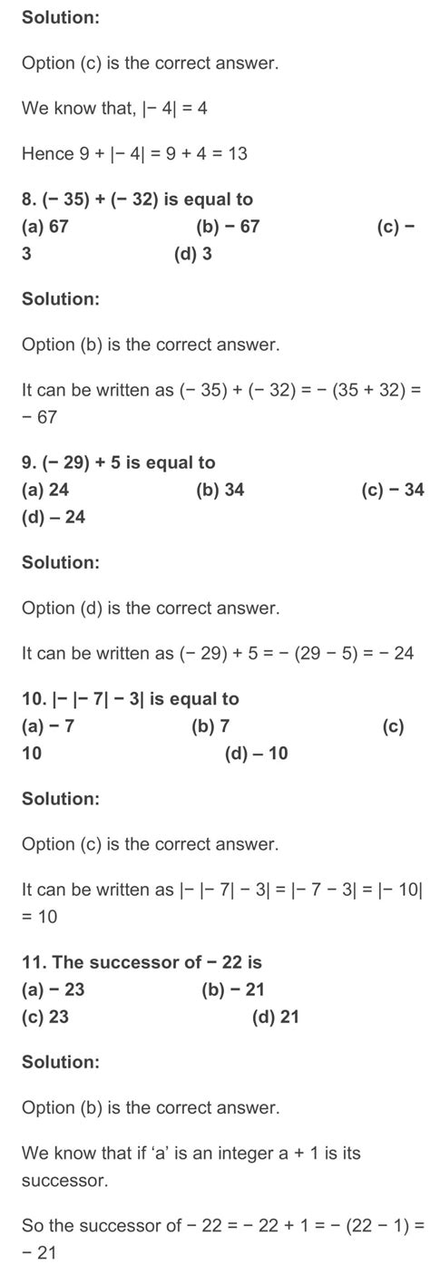 RD Sharma Class 6 Maths Chapter 5 Negative Numbers and Integers ...