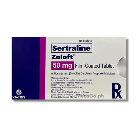 ZOLOFT Sertraline Hydrochloride 50mg Tablet 30's price in the Philippines | MedsGo Pharmacy