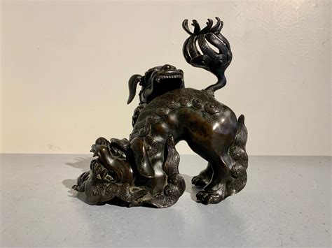 Chinese Bronze Fighting Foo Lions Censer, Qing Dynasty, Late 19th ...