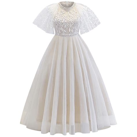WhouRiu Big Girls Dresses Lace Ruffle Sleeve Wedding Evening Gown Child ...