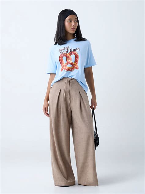 Buy Nuon Beige Wide-Leg High-Rise Pants from Westside