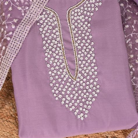 Electrifying Lavender Silk Unstitched Salwar Suit – Mayurika