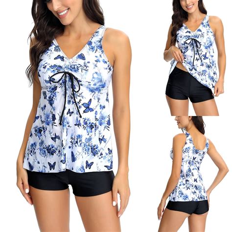 Jacenvly Plus Size Swimsuit for Women Clearance Swimdress Two-Piece ...