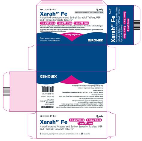 DailyMed - XARAH FE- norethindrone acetate and ethinyl estradiol and ferrous fumarate tablets kit