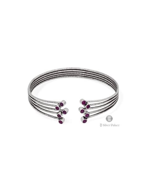 925 Oxidised Silver Open Cuff-kada For Ladies Neeth Collection - Silver ...