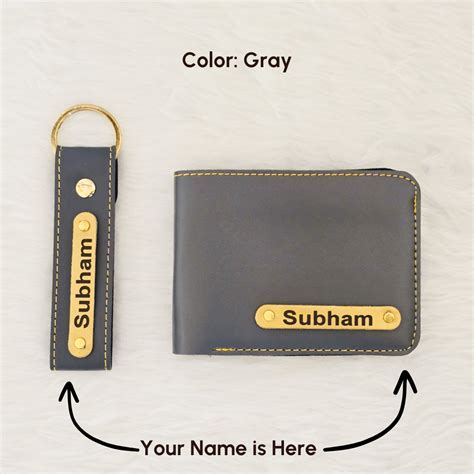 Premium Grey Wallet And Keychain Combo