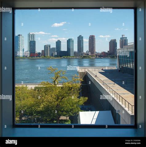 The Pepsi Cola iconic advertising and the long Island office tower buildings at the shore of ...