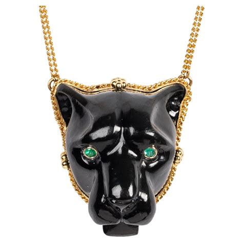 Obsidian Black Panther Necklace For Sale at 1stDibs