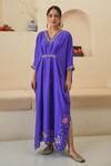 Buy Purple Silk Sequins, Cut Work V-neck Ariana Dupion Kaftan For Women ...