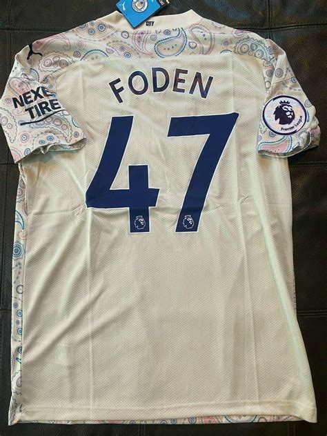 PUMA MANCHESTER CITY PHIL FODEN SOCCER JERSEY White sz X-LARGE NEW w ...