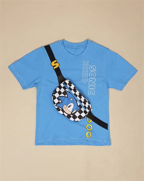 Sonic Printed Regular Fit Tshirt with Pouch Bag For Boys – Kidsville