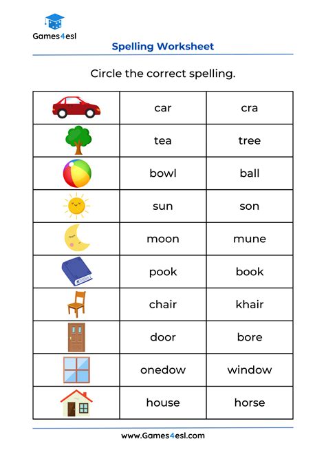 Grade 1 Spelling Worksheets | Games4esl