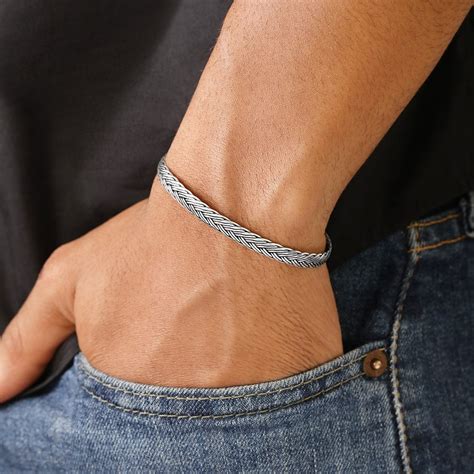 Sleek 925 Sterling Silver Men's Cuff Bracelet – Zavya