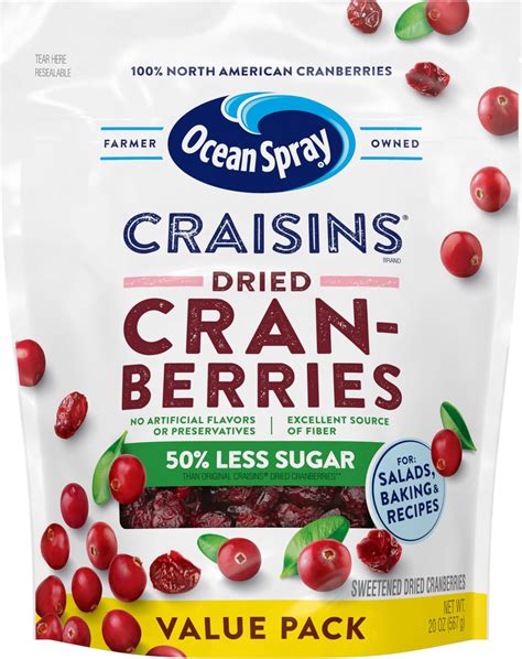 Amazon.com: Ocean Spray Reduced Sugar Craisins Dried Cranberries, 43 oz.
