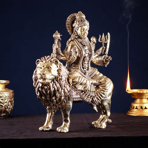 Intricate Superfine Brass Goddess Durga Sherawali Mata Idol 12 ...