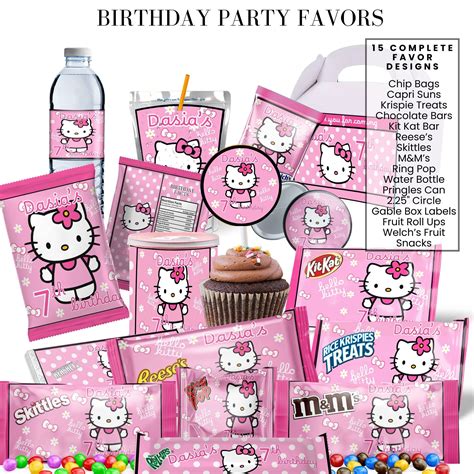 Kitty Birthday Party Favor Templates Bundle | Hello kitty birthday ...