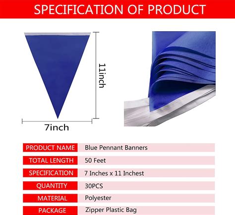 Buy TSMD Solid Blue Pennant Banners Flags String DIY Bunting Flags ...
