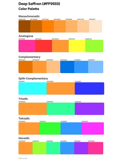 Deep Saffron color palettes - colorxs.com