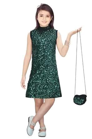 4YOU DRESSES Beautiful Sparkle Velvet Knee-Length Frock With Bag For ...