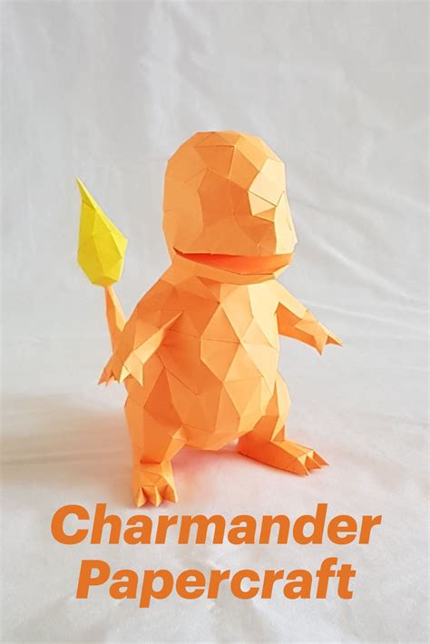 Low-poly Charmander Papercraft Model - Free Printable Pattern
