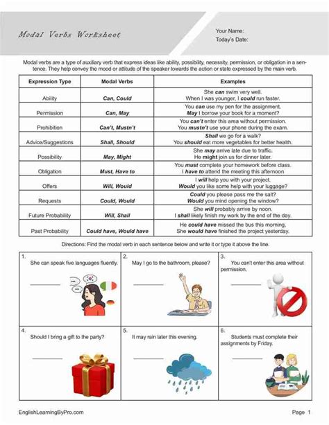 Modal Verb Worksheet 的图像结果