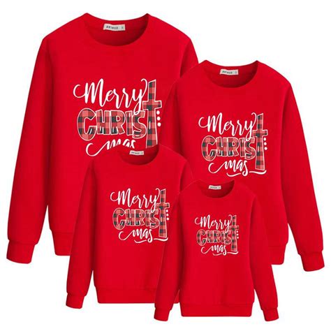 Christmas Matching Family Sweaters Letter Printed Long Sleeve Pullover ...