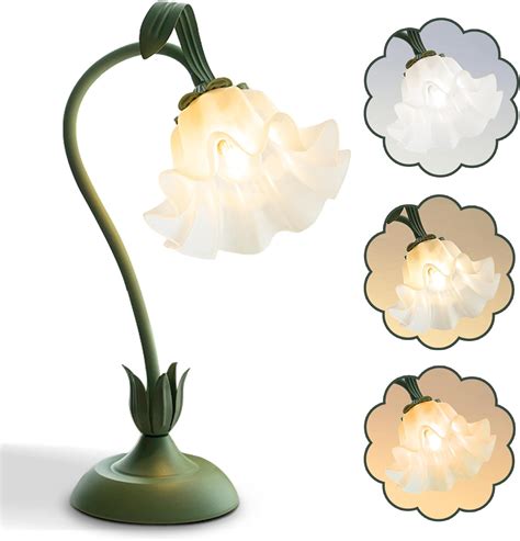 AQDZCNF Flower Table Lamp,LED Reading Light Bedside Vintage Flower ...