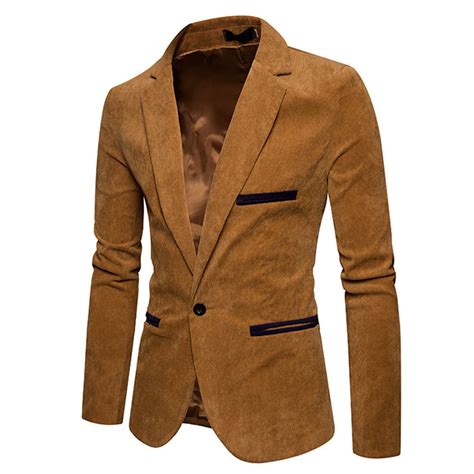 WXLWZYWL Mens Corduroy Blazers Men Blazer Jacket Casual Vintage Notched ...
