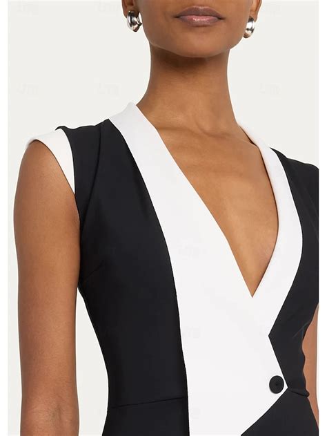 Robe Mère de la Mariée Tuxedo Sans Manches Noire Élégante Col de ...
