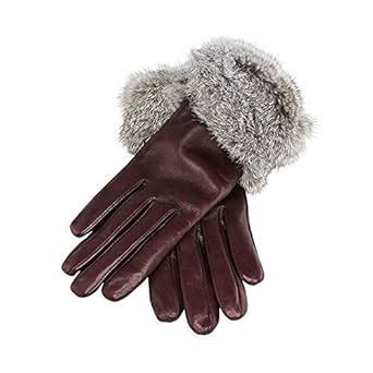 Buy Finix Women's & Girl's PU Warm Gloves Rabbit Fur Wrist Mittens ...