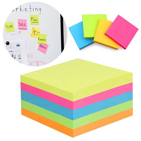 VEFSU Sticky Notes 3X3, Sticky Notes Bulk, 5 Colors Super Sticking ...
